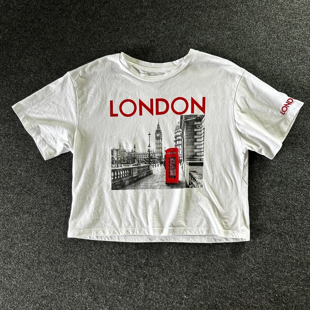 Organic Collective London Graphic Cropped T-Shirt White Organic Cotton Small
